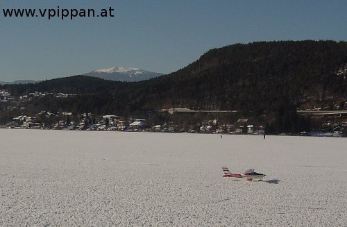 Modellflug am zugefrorenen Wörthersee